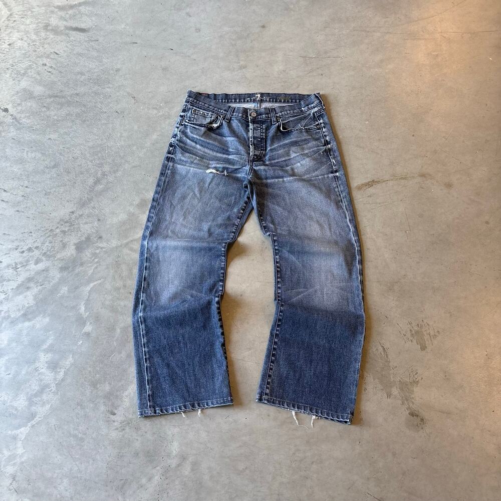 y2k vintage seven7 distressed faded baggy jeans
